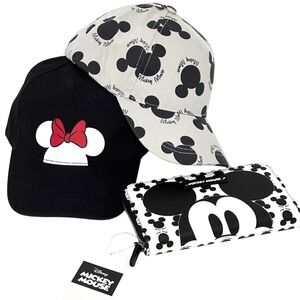 Disney Mickey Mouse Hats and Wallet Set - Black and White